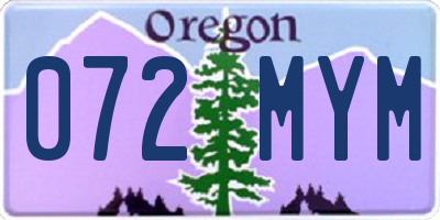 OR license plate 072MYM