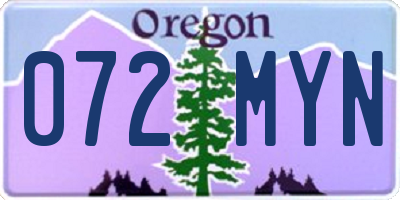 OR license plate 072MYN