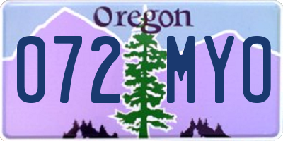 OR license plate 072MYO
