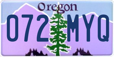 OR license plate 072MYQ