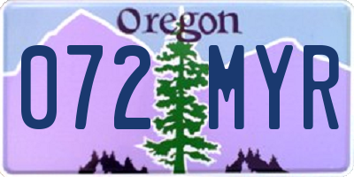 OR license plate 072MYR