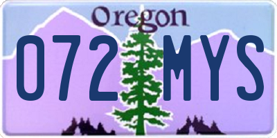 OR license plate 072MYS
