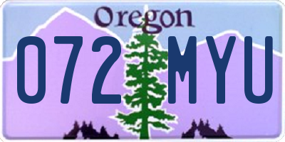 OR license plate 072MYU