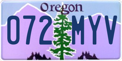 OR license plate 072MYV