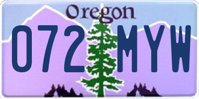 OR license plate 072MYW