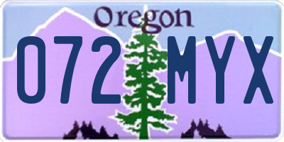OR license plate 072MYX