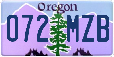OR license plate 072MZB