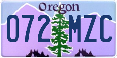 OR license plate 072MZC