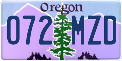OR license plate 072MZD