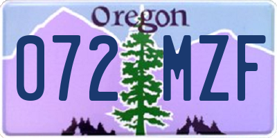 OR license plate 072MZF