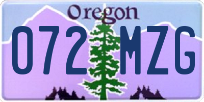 OR license plate 072MZG