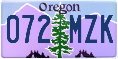 OR license plate 072MZK