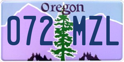 OR license plate 072MZL