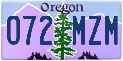 OR license plate 072MZM