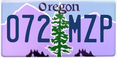 OR license plate 072MZP