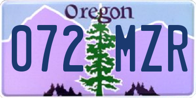 OR license plate 072MZR