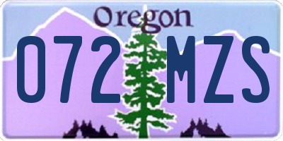 OR license plate 072MZS