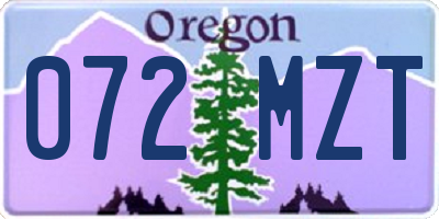 OR license plate 072MZT