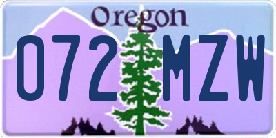 OR license plate 072MZW