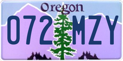 OR license plate 072MZY