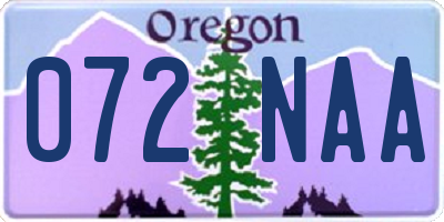 OR license plate 072NAA