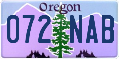OR license plate 072NAB