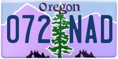 OR license plate 072NAD