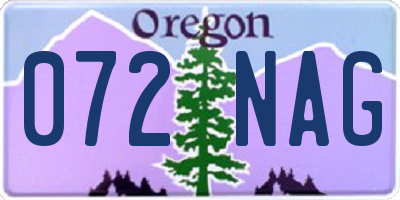 OR license plate 072NAG