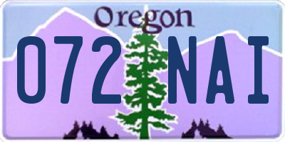 OR license plate 072NAI