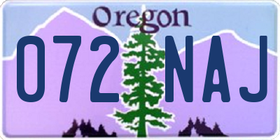 OR license plate 072NAJ
