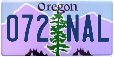 OR license plate 072NAL