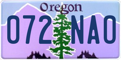 OR license plate 072NAO