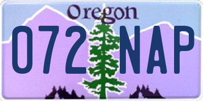 OR license plate 072NAP