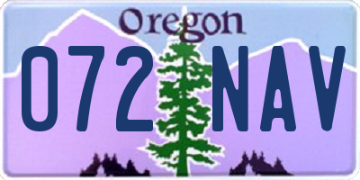 OR license plate 072NAV