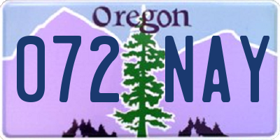 OR license plate 072NAY