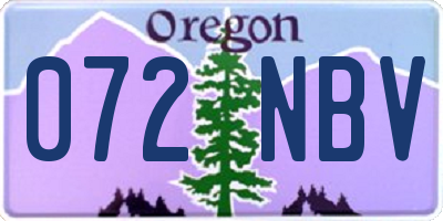 OR license plate 072NBV