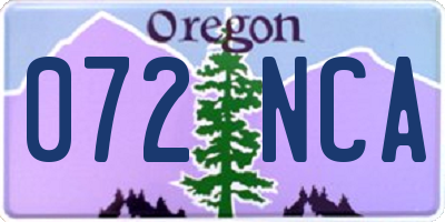 OR license plate 072NCA