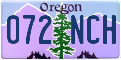 OR license plate 072NCH