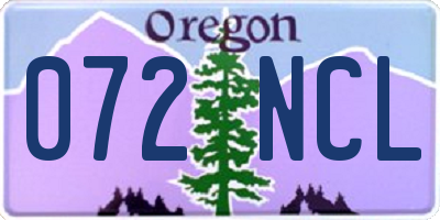 OR license plate 072NCL