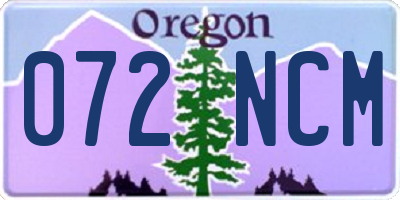 OR license plate 072NCM