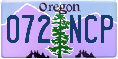 OR license plate 072NCP