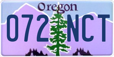 OR license plate 072NCT