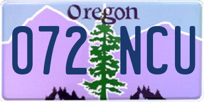 OR license plate 072NCU