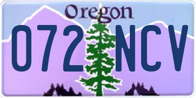 OR license plate 072NCV