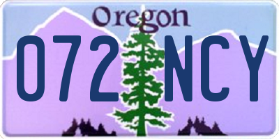 OR license plate 072NCY