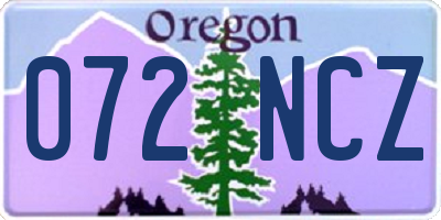 OR license plate 072NCZ