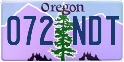 OR license plate 072NDT