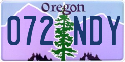 OR license plate 072NDY