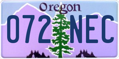 OR license plate 072NEC
