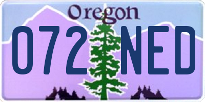 OR license plate 072NED